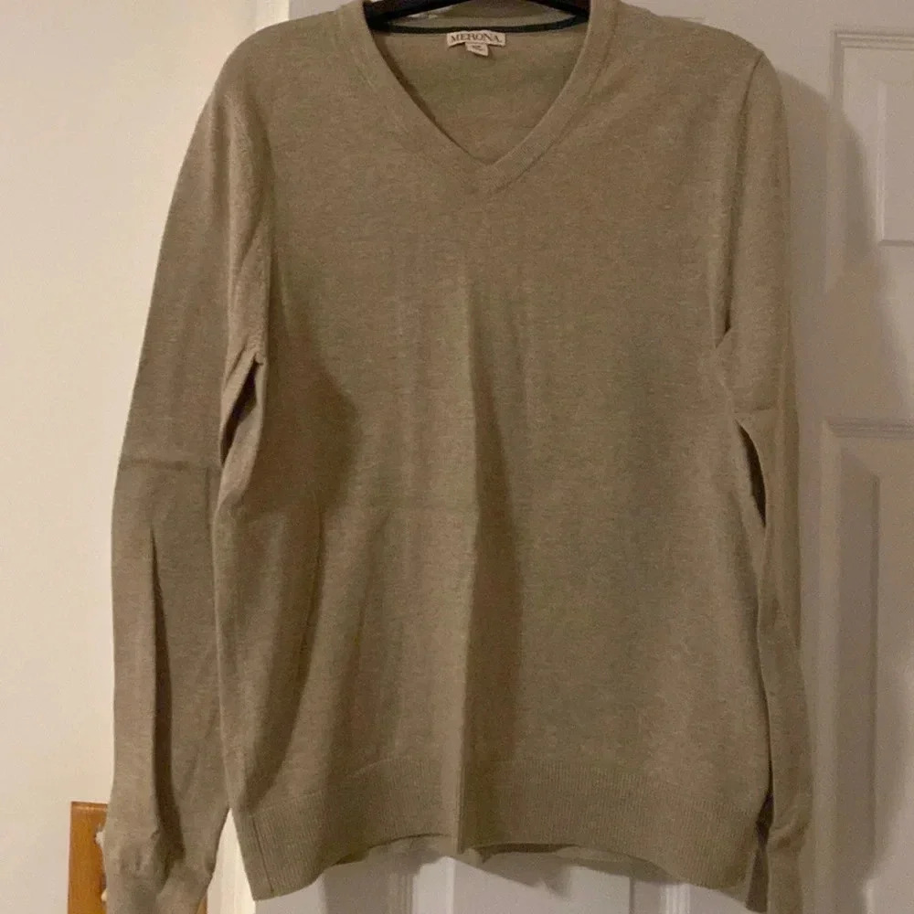 Merona V-neck, beige cotton sweater size S